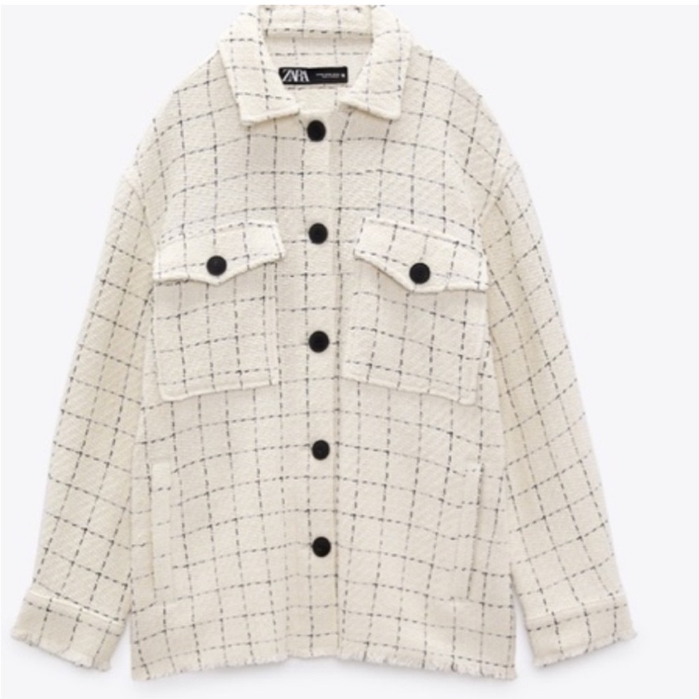 Zara Cream and Black Utility Jacket